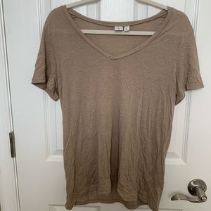 Beige v neck tee